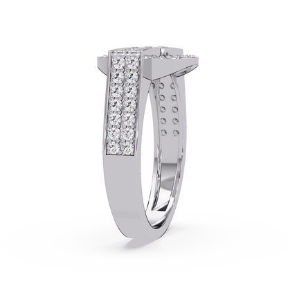 Open Circle Lab Grown Diamond Bar Ring - HIGHCARAT DIAMONDS
