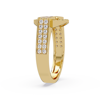 Open Circle Lab Grown Diamond Bar Ring - HIGHCARAT DIAMONDS