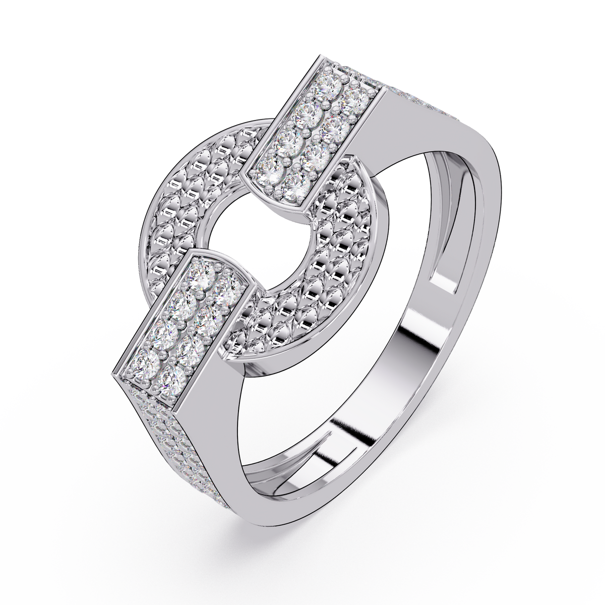 Open Circle Lab Grown Diamond Bar Ring - HIGHCARAT DIAMONDS