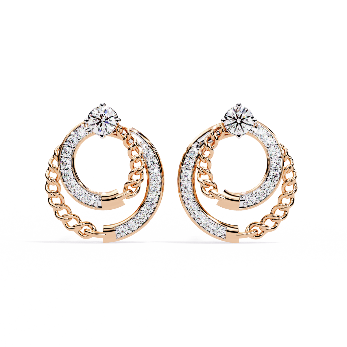 Open Circle Shape Round Cut Lab Grown Diamond Stunning Classic Handcrafted Bridesmaid Stud Earring For Her - HIGHCARAT DIAMONDS