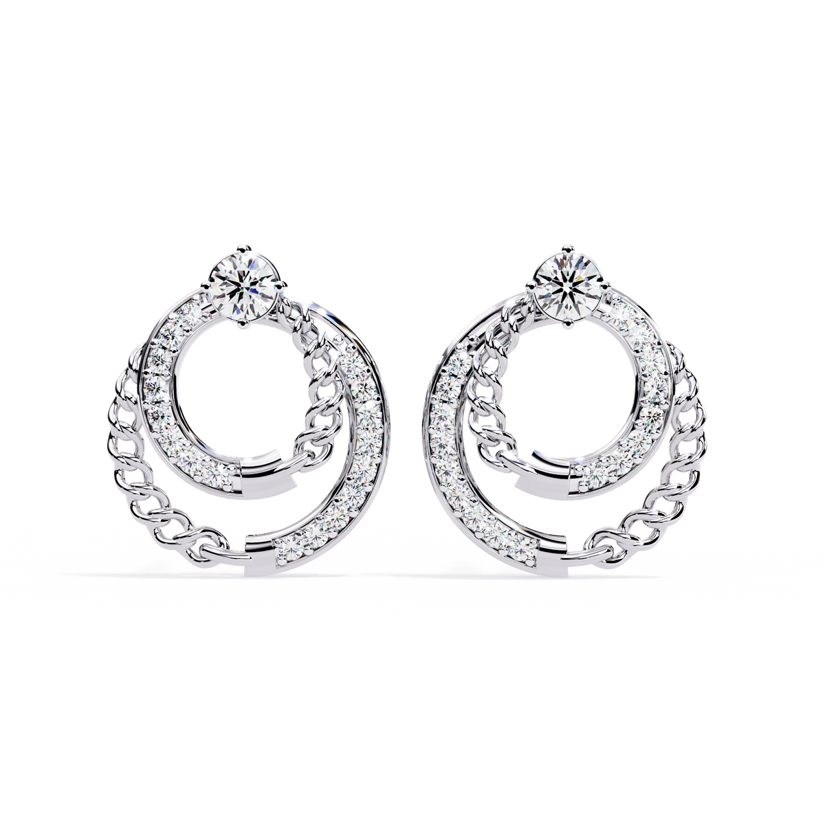 Open Circle Lab Grown Diamond Bridesmaid Stud Earrings Front View