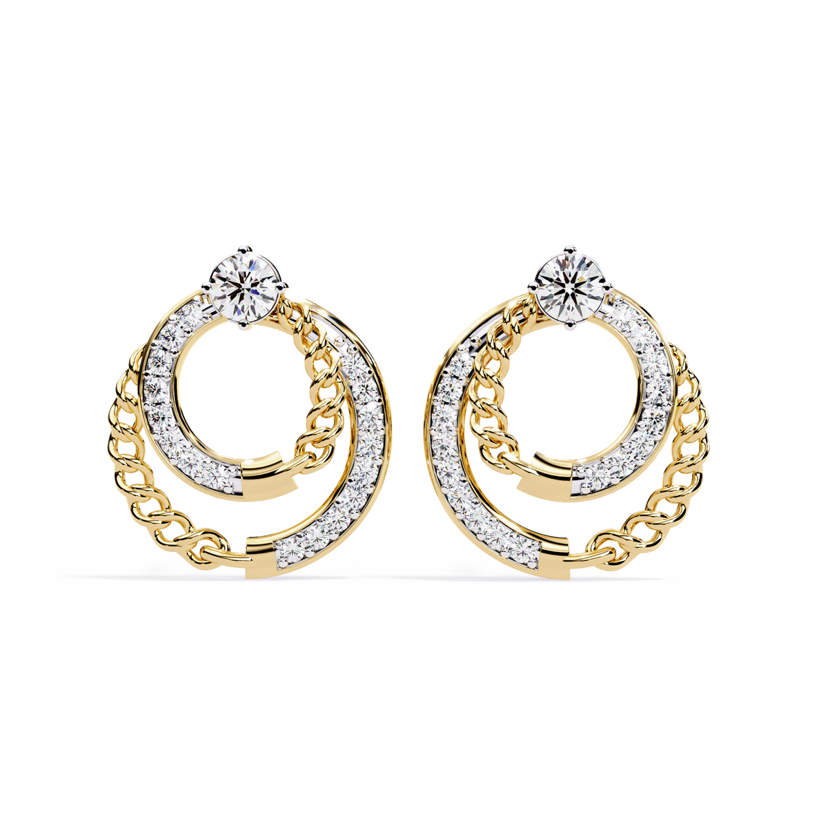 Open Circle Diamond Stud Earrings Close-Up Showing Circular Design
