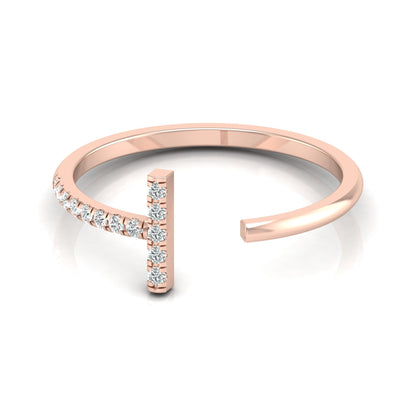 Open Cuff Ring Round Cut Labgrown Diamond Ring In 14K Solid Gold Unique And Charming Design