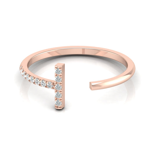 Open Cuff Ring Round Cut Labgrown Diamond Ring In 14K Solid Gold Unique And Charming Design - HIGHCARAT DIAMONDS