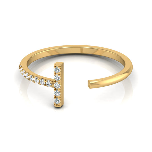 Open Cuff Ring Round Cut Labgrown Diamond Ring In 14K Solid Gold Unique And Charming Design - HIGHCARAT DIAMONDS