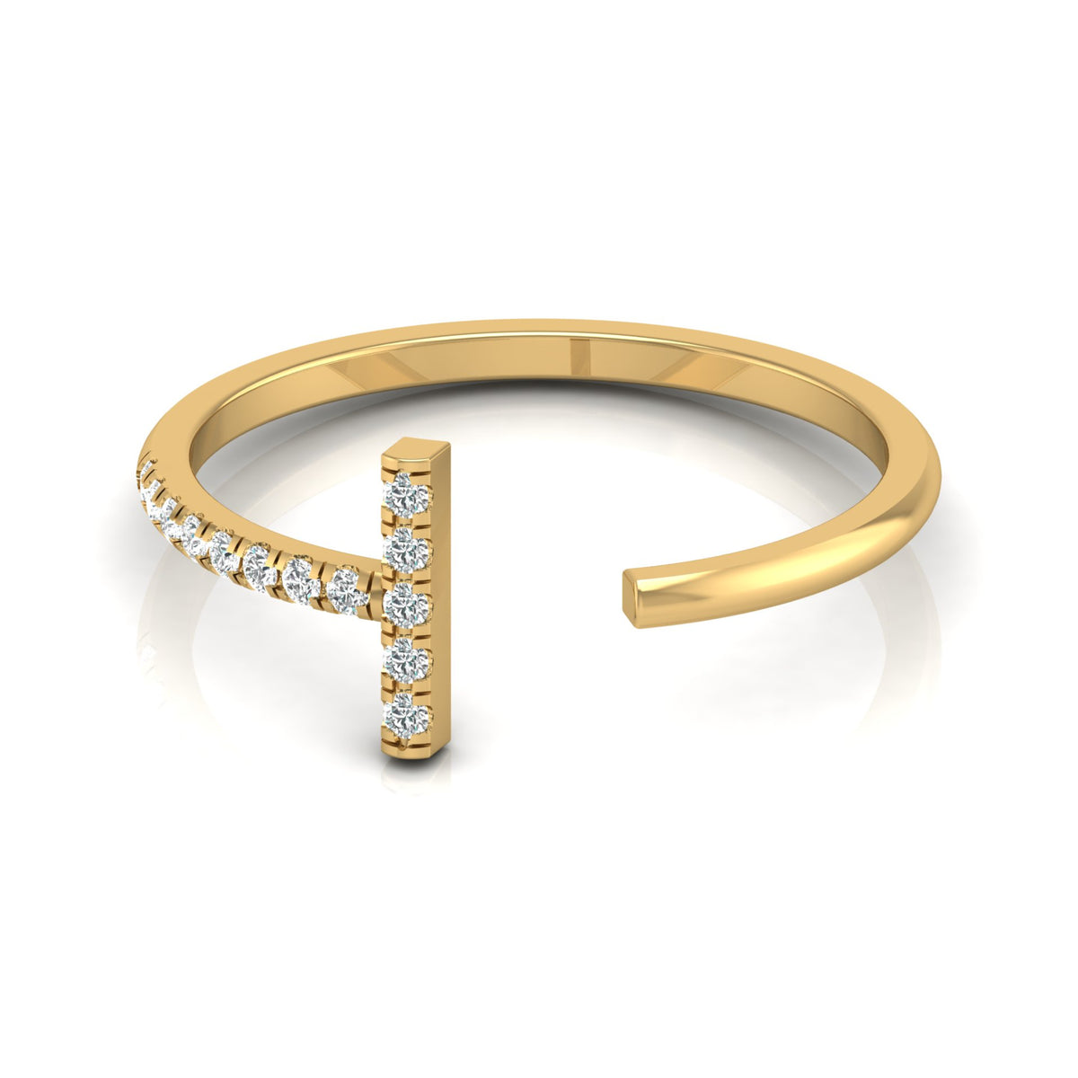 Open Cuff Ring Round Cut Labgrown Diamond Ring In 14K Solid Gold Unique And Charming Design - HIGHCARAT DIAMONDS