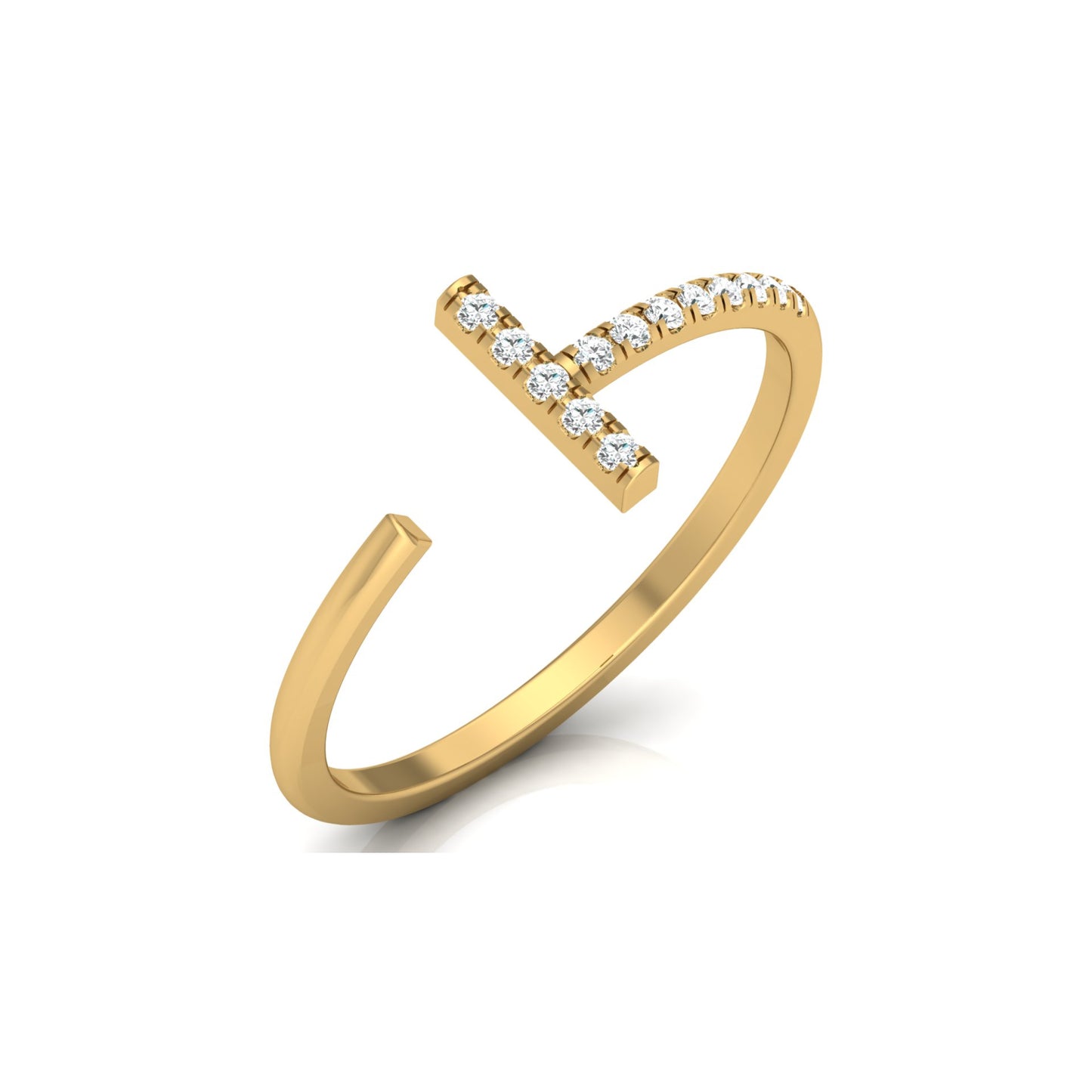 Open Cuff Ring Round Cut Labgrown Diamond Ring In 14K Solid Gold Unique And Charming Design