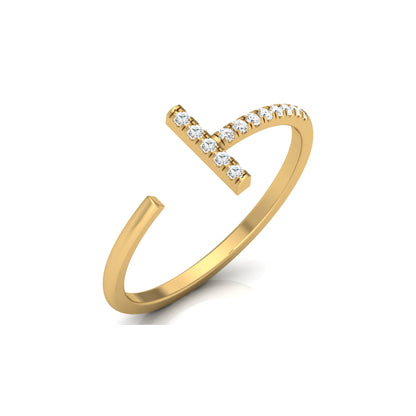Open Cuff Ring Round Cut Labgrown Diamond Ring In 14K Solid Gold Unique And Charming Design
