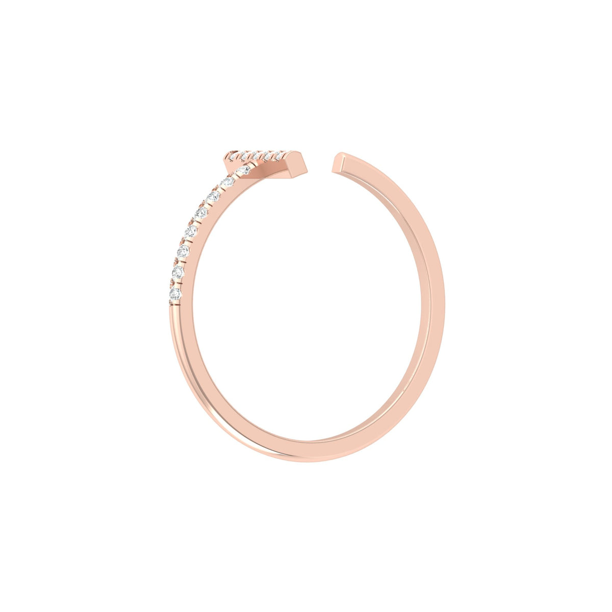 Open Cuff Ring Round Cut Labgrown Diamond Ring In 14K Solid Gold Unique And Charming Design - HIGHCARAT DIAMONDS
