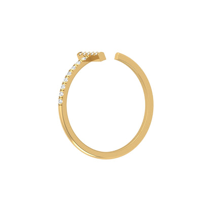 Open Cuff Ring Round Cut Labgrown Diamond Ring In 14K Solid Gold Unique And Charming Design