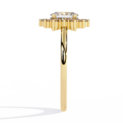 Oval And Round Cut Lab Grown Diamond Halo Solitaire Elegant Sparkling Prong Set Ring Gift For Annivrasry