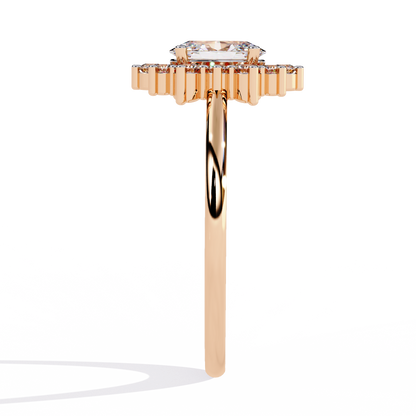 Oval And Round Cut Lab Grown Diamond Halo Solitaire Elegant Sparkling Prong Set Ring Gift For Annivrasry