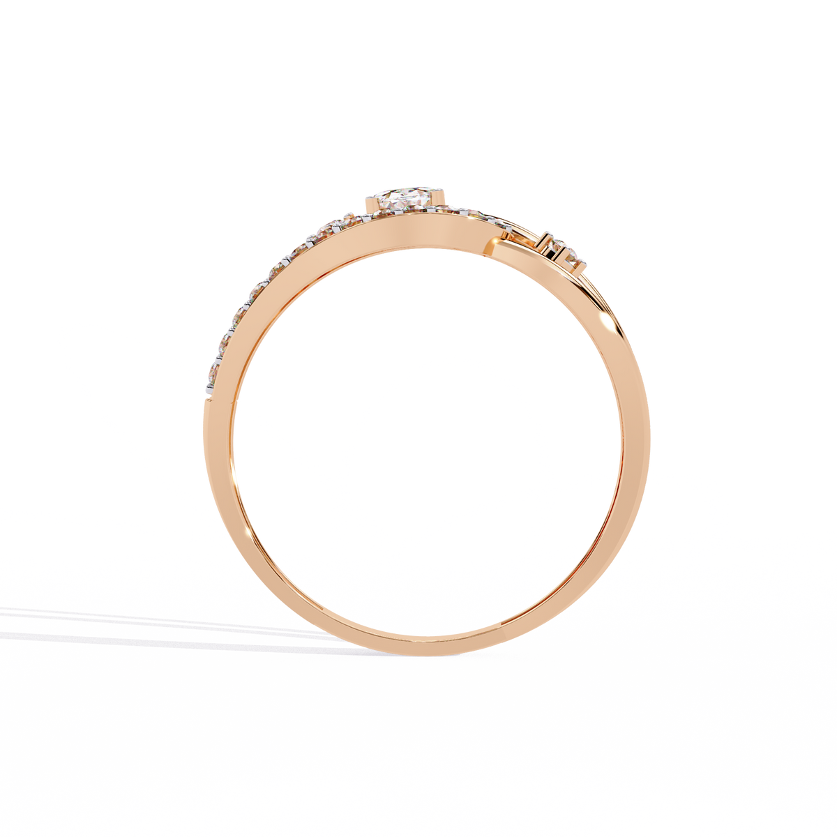 Oval And Round Cut Lab Grown Diamond Unique Handcrafted Prong Set Dainty Wedding Ring For Her - HIGHCARAT DIAMONDS