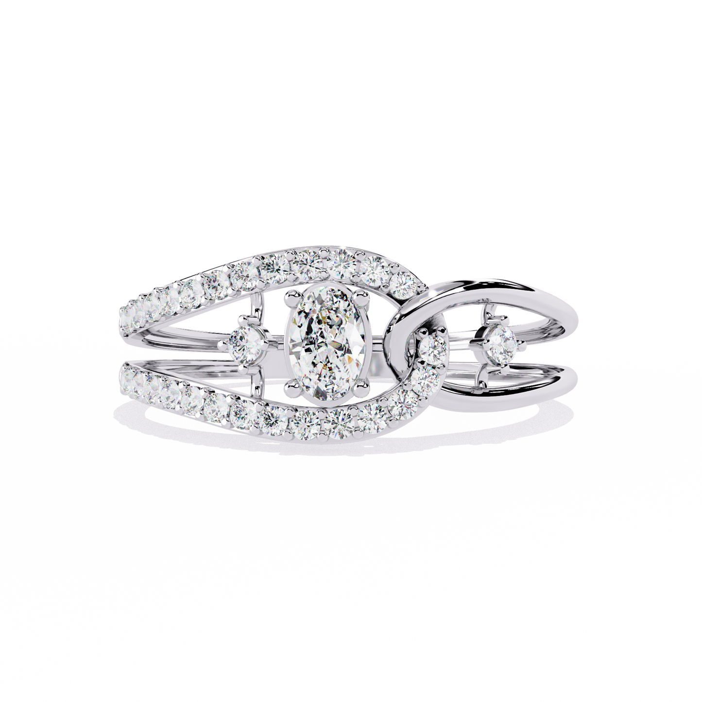 Oval And Round Cut Lab Grown Diamond Unique Handcrafted Prong Set Dainty Wedding Ring For Her - HIGHCARAT DIAMONDS