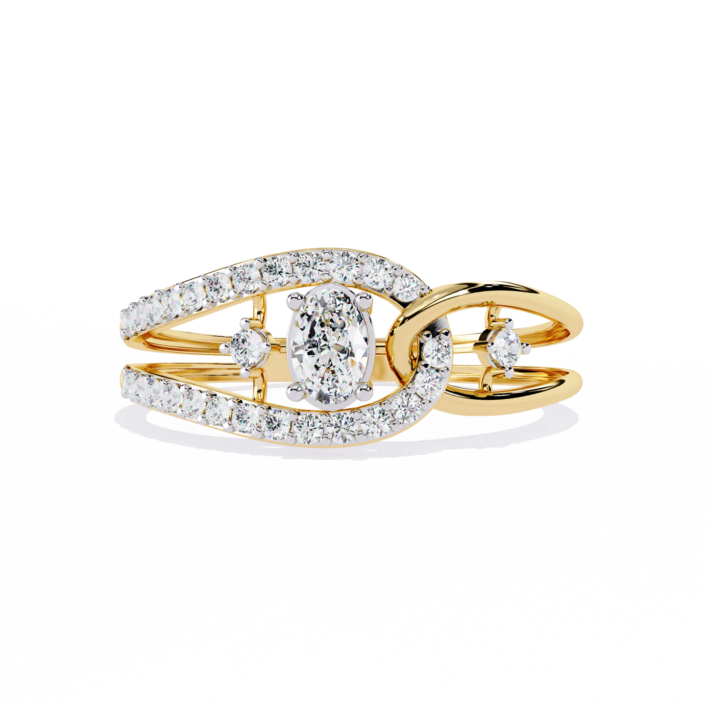 Oval And Round Cut Lab Grown Diamond Unique Handcrafted Prong Set Dainty Wedding Ring For Her - HIGHCARAT DIAMONDS