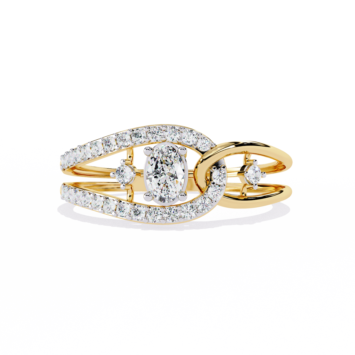 Oval And Round Cut Lab Grown Diamond Unique Handcrafted Prong Set Dainty Wedding Ring For Her - HIGHCARAT DIAMONDS