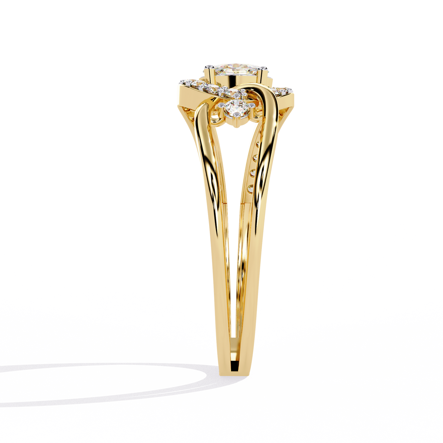 Oval And Round Cut Lab Grown Diamond Unique Handcrafted Prong Set Dainty Wedding Ring For Her - HIGHCARAT DIAMONDS