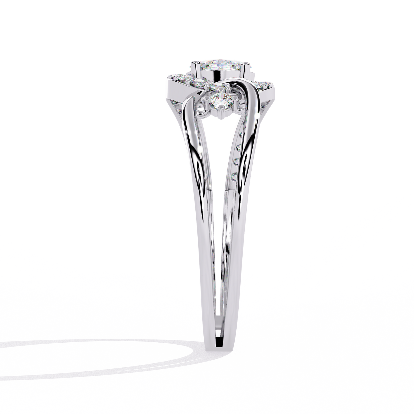 Oval And Round Cut Lab Grown Diamond Unique Handcrafted Prong Set Dainty Wedding Ring For Her - HIGHCARAT DIAMONDS