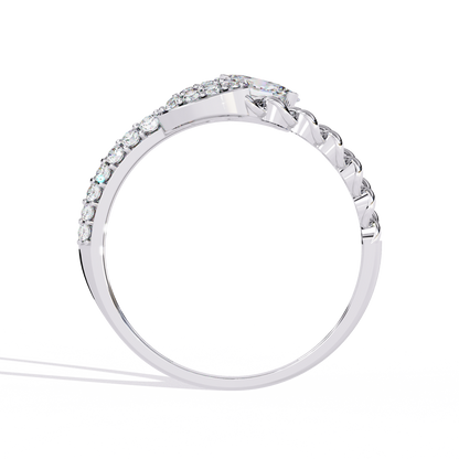 Oval And Round Cut Top Grade Lab Grown Diamond Bypass Elegant Art Deco Toi Moi Unique Engagement Ring - HIGHCARAT DIAMONDS