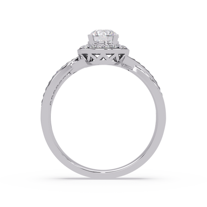 Oval Lab Grown Diamond Twisted Pave Band Halo Ring - HIGHCARAT DIAMONDS