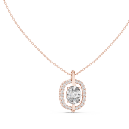 Oval & Round Shape 14k Solid Rose Gold 2.54 Ct Lab Grown Classic Vintage Diamond Pendant For You - HIGHCARAT DIAMONDS