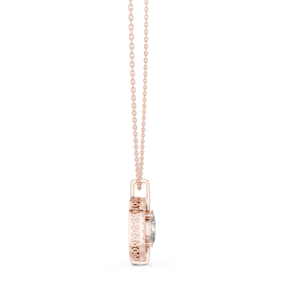 Oval & Round Shape 14k Solid Rose Gold 2.54 Ct Lab Grown Classic Vintage Diamond Pendant For You - HIGHCARAT DIAMONDS