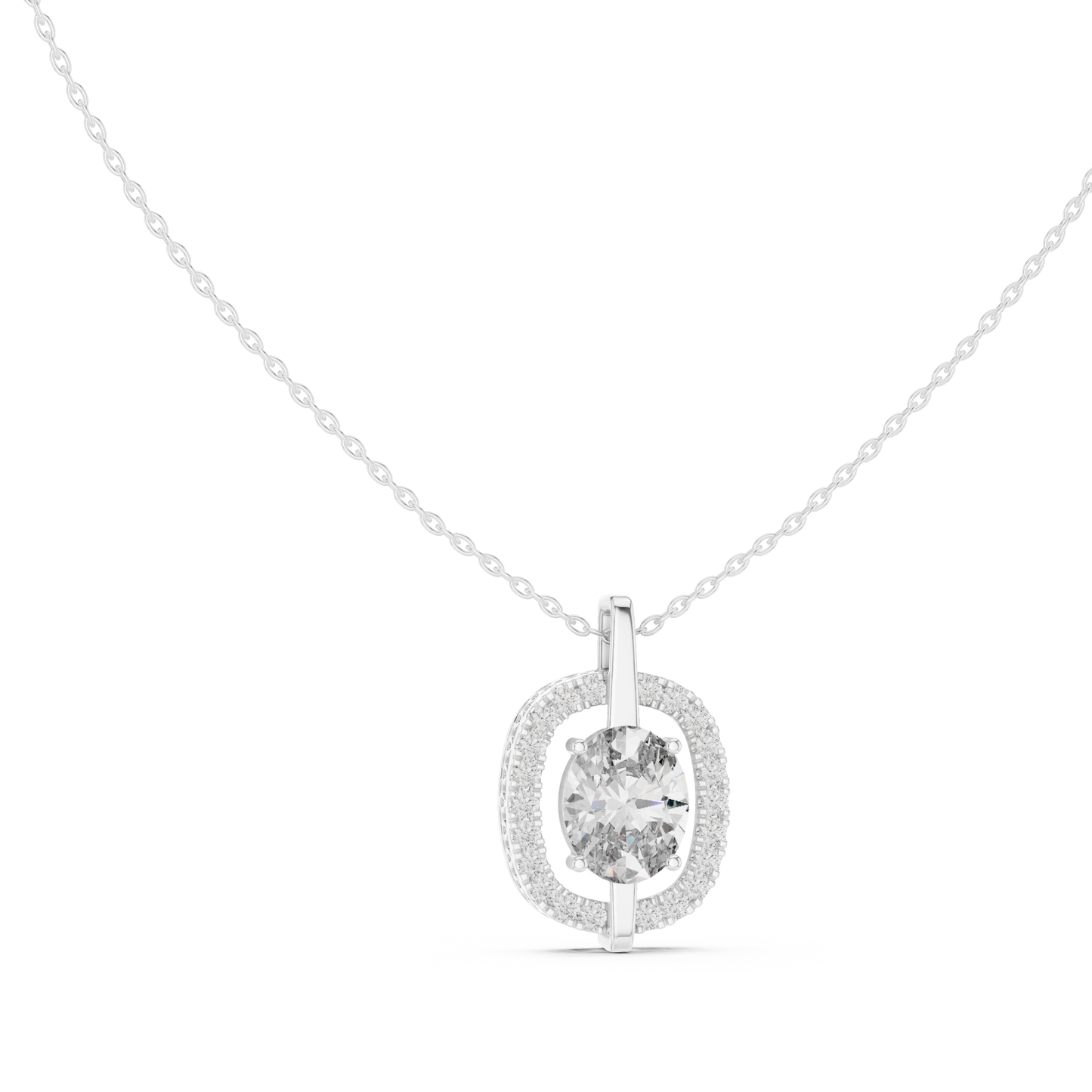Oval & Round Shape 14k Solid Rose Gold 2.54 Ct Lab Grown Classic Vintage Diamond Pendant For You - HIGHCARAT DIAMONDS