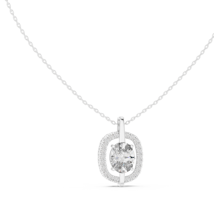 Oval & Round Shape 14k Solid Rose Gold 2.54 Ct Lab Grown Classic Vintage Diamond Pendant For You - HIGHCARAT DIAMONDS