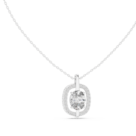 Oval & Round Shape 14k Solid Rose Gold 2.54 Ct Lab Grown Classic Vintage Diamond Pendant For You - HIGHCARAT DIAMONDS