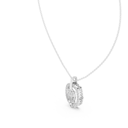 Oval & Round Shape 14k Solid Rose Gold 2.54 Ct Lab Grown Classic Vintage Diamond Pendant For You - HIGHCARAT DIAMONDS