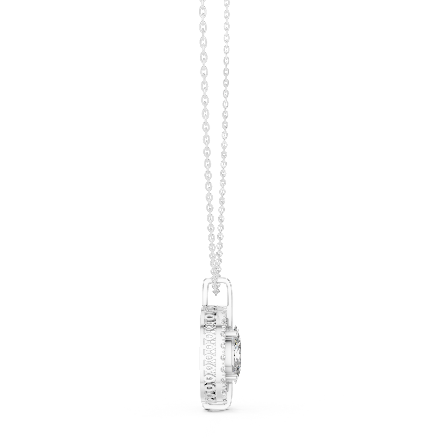 Oval & Round Shape 14k Solid Rose Gold 2.54 Ct Lab Grown Classic Vintage Diamond Pendant For You - HIGHCARAT DIAMONDS