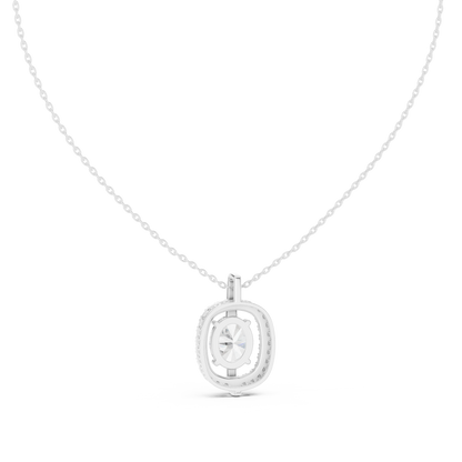 Oval & Round Shape 14k Solid Rose Gold 2.54 Ct Lab Grown Classic Vintage Diamond Pendant For You - HIGHCARAT DIAMONDS