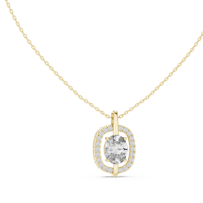 Oval & Round Shape 14k Solid Rose Gold 2.54 Ct Lab Grown Classic Vintage Diamond Pendant For You - HIGHCARAT DIAMONDS