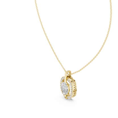 Oval & Round Shape 14k Solid Rose Gold 2.54 Ct Lab Grown Classic Vintage Diamond Pendant For You - HIGHCARAT DIAMONDS