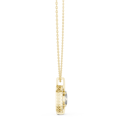 Oval & Round Shape 14k Solid Rose Gold 2.54 Ct Lab Grown Classic Vintage Diamond Pendant For You - HIGHCARAT DIAMONDS