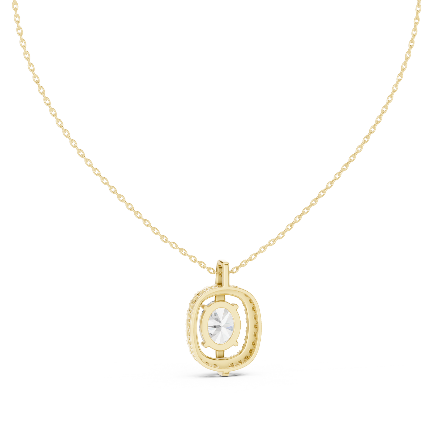 Oval & Round Shape 14k Solid Rose Gold 2.54 Ct Lab Grown Classic Vintage Diamond Pendant For You - HIGHCARAT DIAMONDS