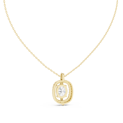 Oval & Round Shape 14k Solid Rose Gold 2.54 Ct Lab Grown Classic Vintage Diamond Pendant For You - HIGHCARAT DIAMONDS