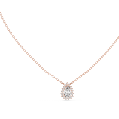 Round And Pear Shape lab grown 14k Solid Gold Diamond Pendant For Her - HIGHCARAT DIAMONDS