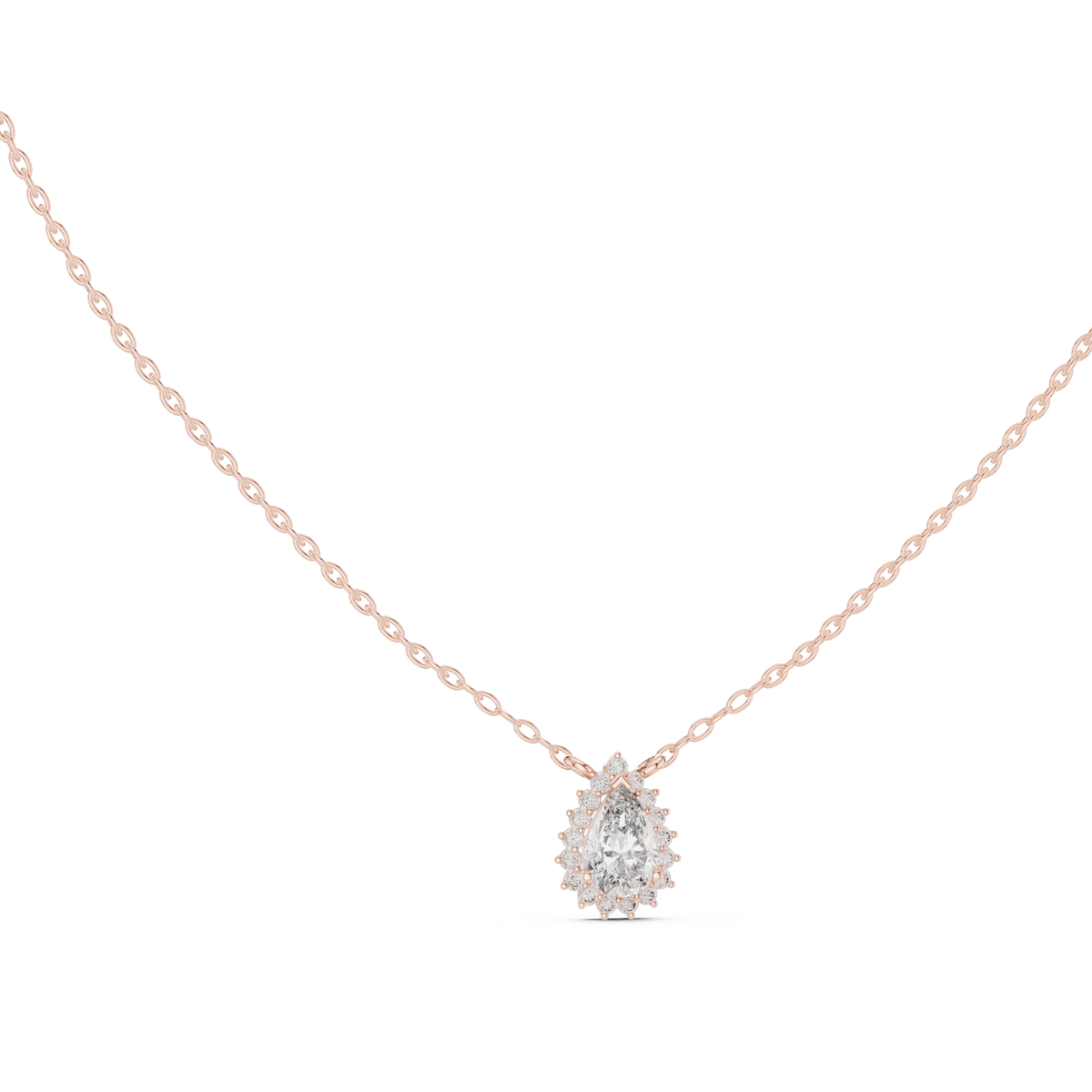 Round And Pear Shape lab grown 14k Solid Gold Diamond Pendant For Her - HIGHCARAT DIAMONDS