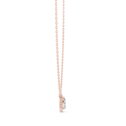 Round And Pear Shape lab grown 14k Solid Gold Diamond Pendant For Her - HIGHCARAT DIAMONDS