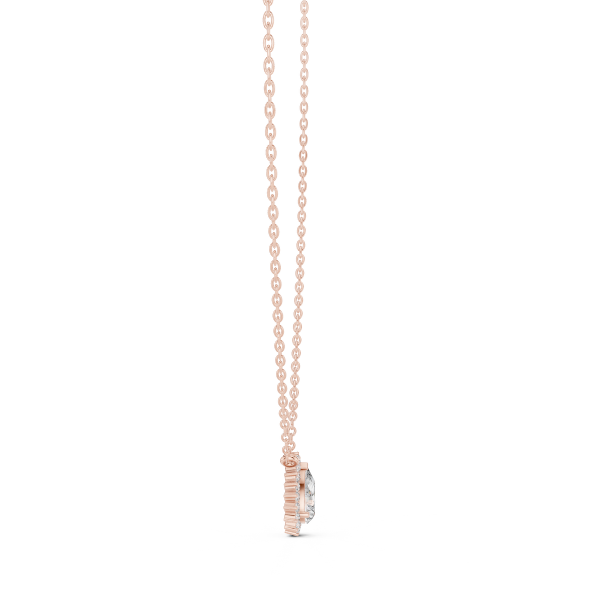 Round And Pear Shape lab grown 14k Solid Gold Diamond Pendant For Her - HIGHCARAT DIAMONDS