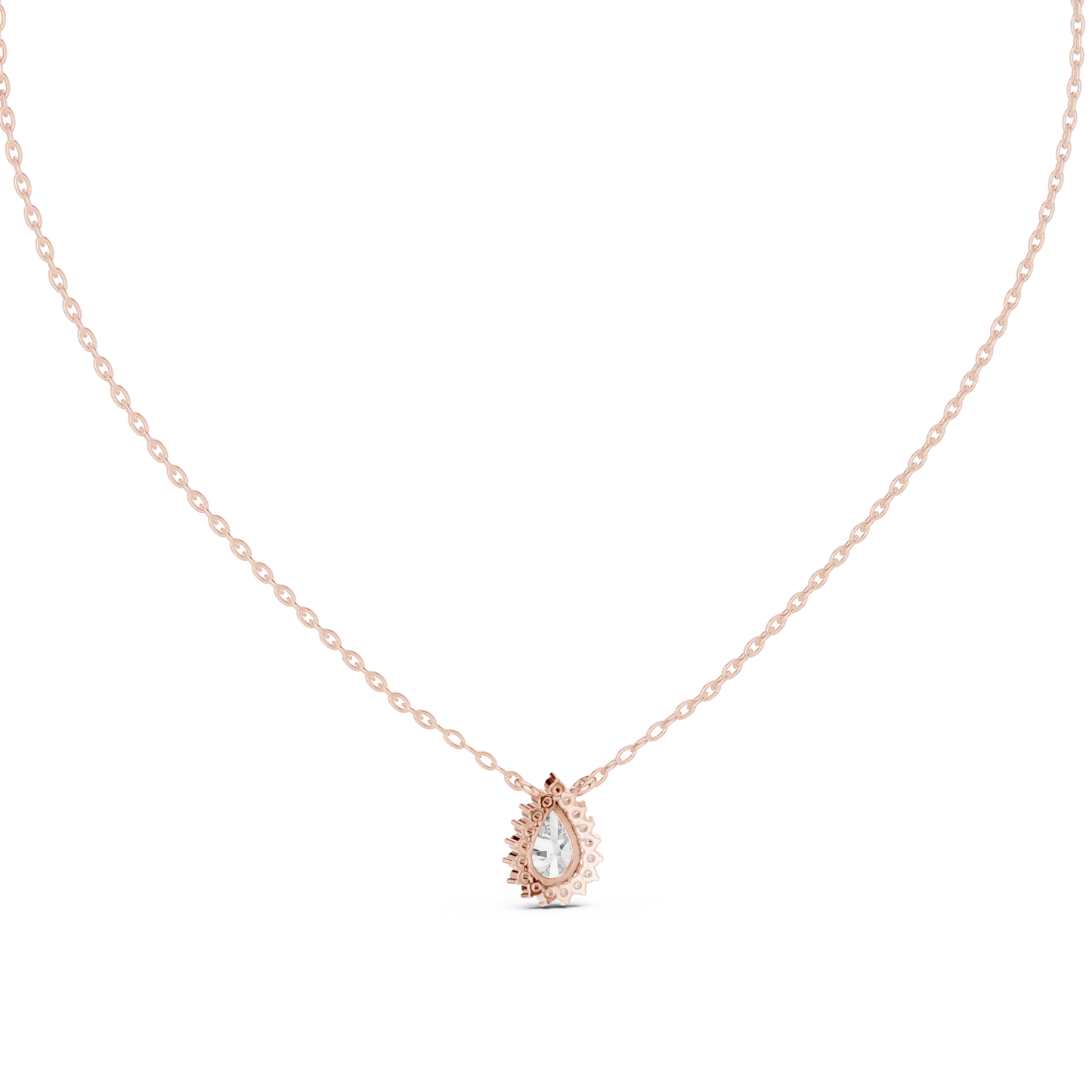 Round And Pear Shape lab grown 14k Solid Gold Diamond Pendant For Her - HIGHCARAT DIAMONDS