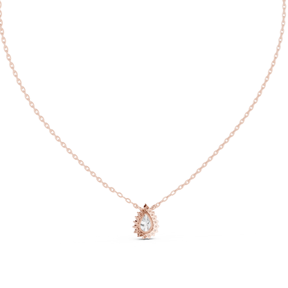 Round And Pear Shape lab grown 14k Solid Gold Diamond Pendant For Her - HIGHCARAT DIAMONDS