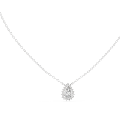 Round And Pear Shape lab grown 14k Solid Gold Diamond Pendant For Her - HIGHCARAT DIAMONDS
