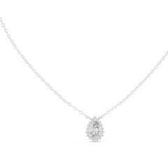 Round And Pear Shape lab grown 14k Solid Gold Diamond Pendant For Her - HIGHCARAT DIAMONDS