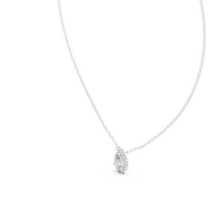 Round And Pear Shape lab grown 14k Solid Gold Diamond Pendant For Her - HIGHCARAT DIAMONDS
