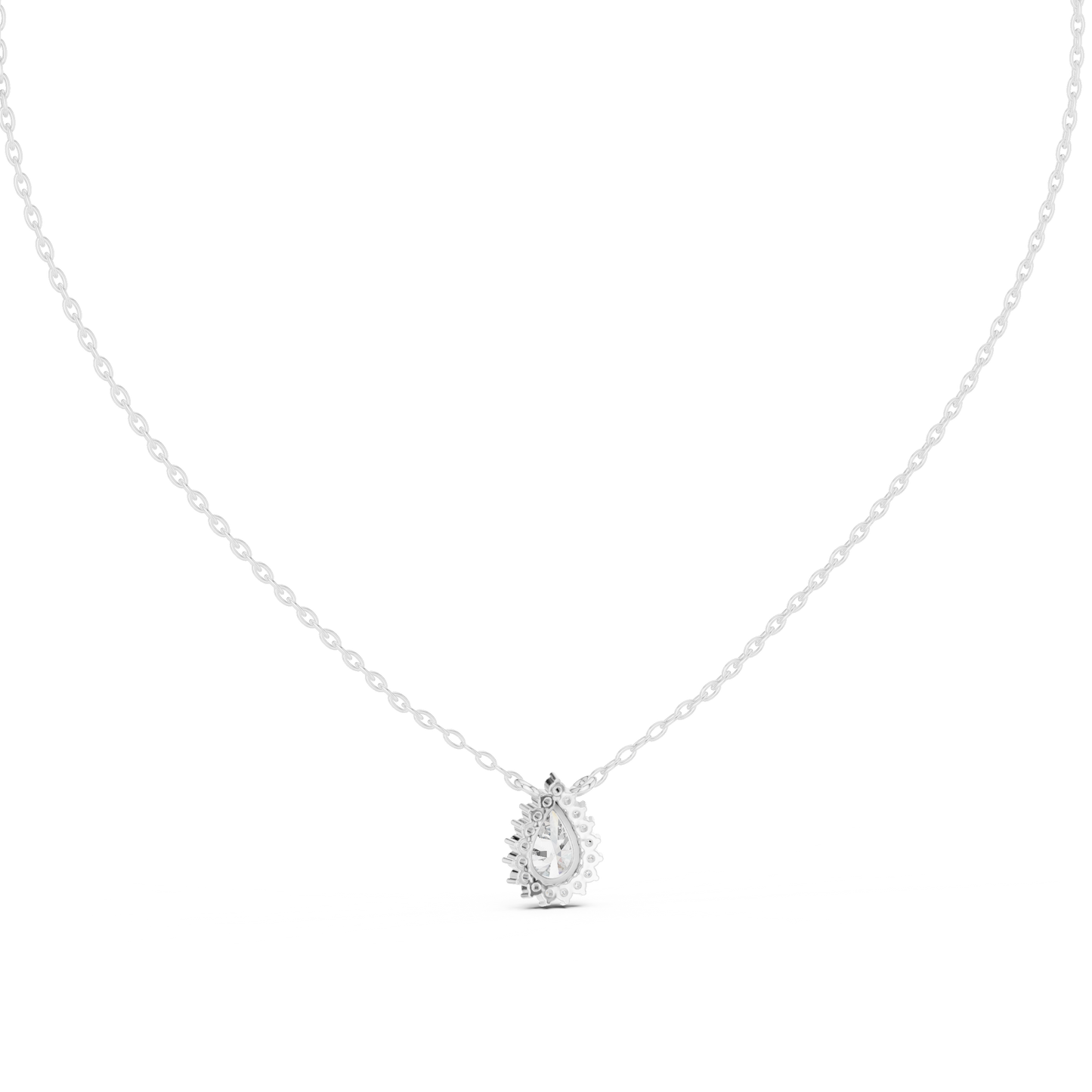 Round And Pear Shape lab grown 14k Solid Gold Diamond Pendant For Her - HIGHCARAT DIAMONDS