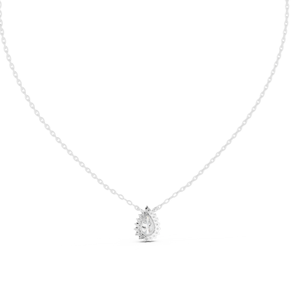 Round And Pear Shape lab grown 14k Solid Gold Diamond Pendant For Her - HIGHCARAT DIAMONDS