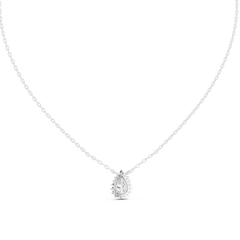 Round And Pear Shape lab grown 14k Solid Gold Diamond Pendant For Her - HIGHCARAT DIAMONDS