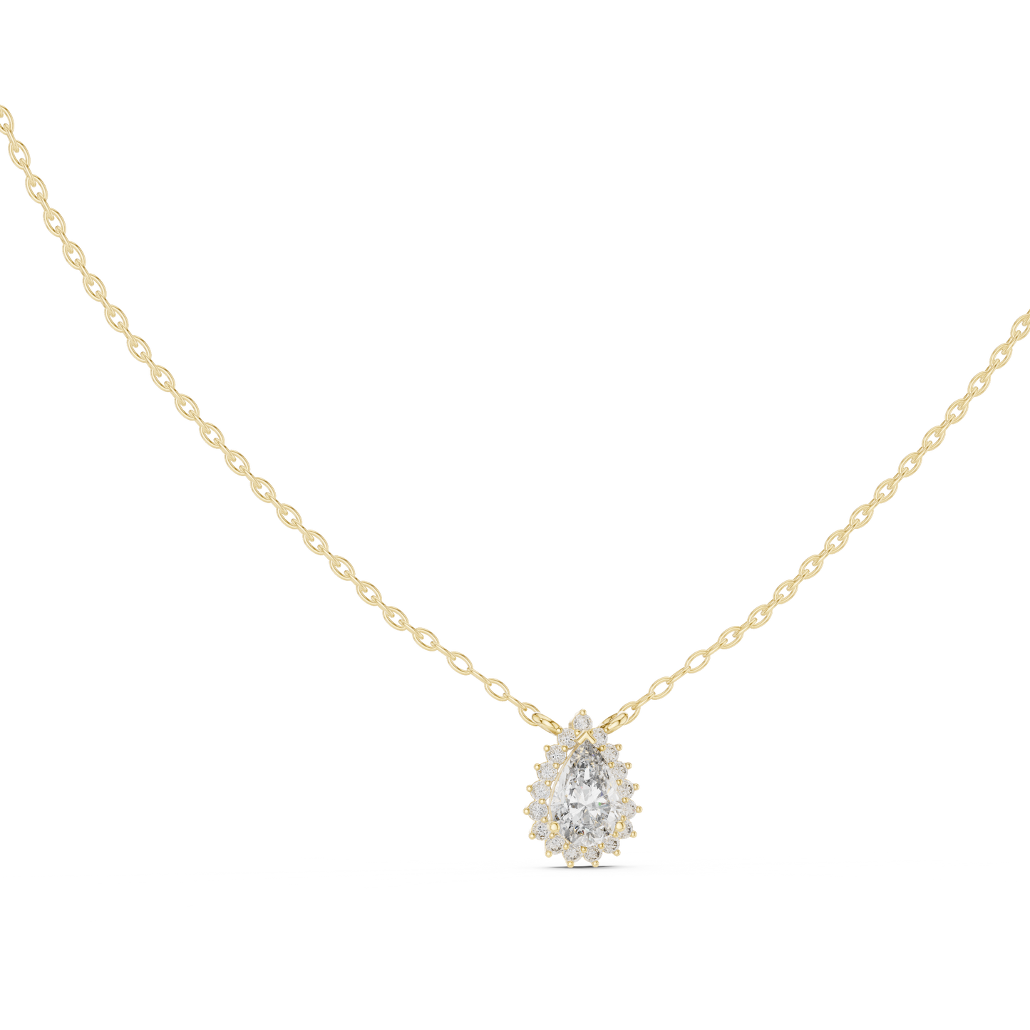 Round And Pear Shape lab grown 14k Solid Gold Diamond Pendant For Her - HIGHCARAT DIAMONDS
